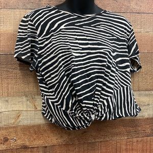H&M Zebra Print Twist Front Crop